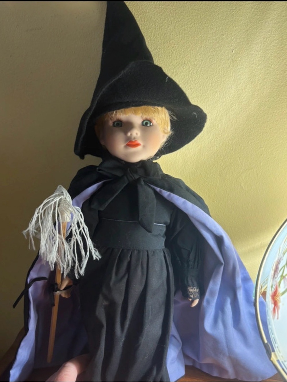 Black Witch Doll with Lavender Cape - Kids Toys